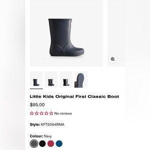Hunters ORIGINAL KIDS FIRST CLASSIC RAIN BOOTS